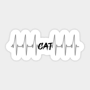 Heartbeat Cat Cat black gift idea Sticker